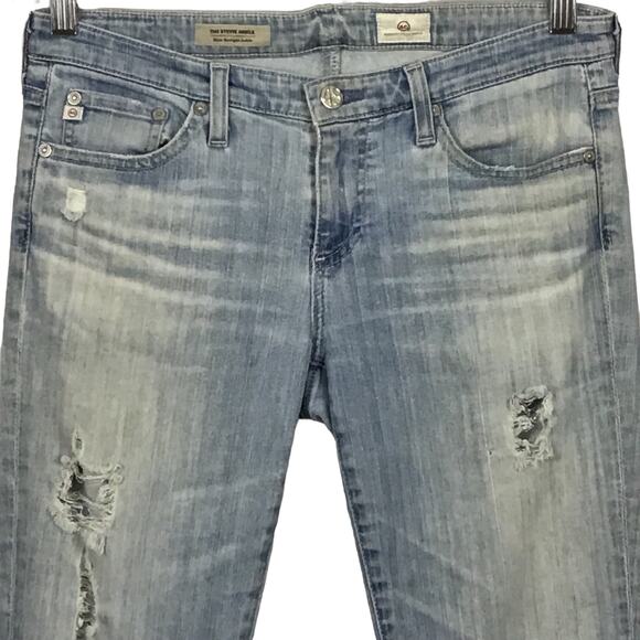 AG Adriano Goldschmied The Stevie Ankle Slim Straight Light Blue Wash Jeans 28R - Picture 4 of 11